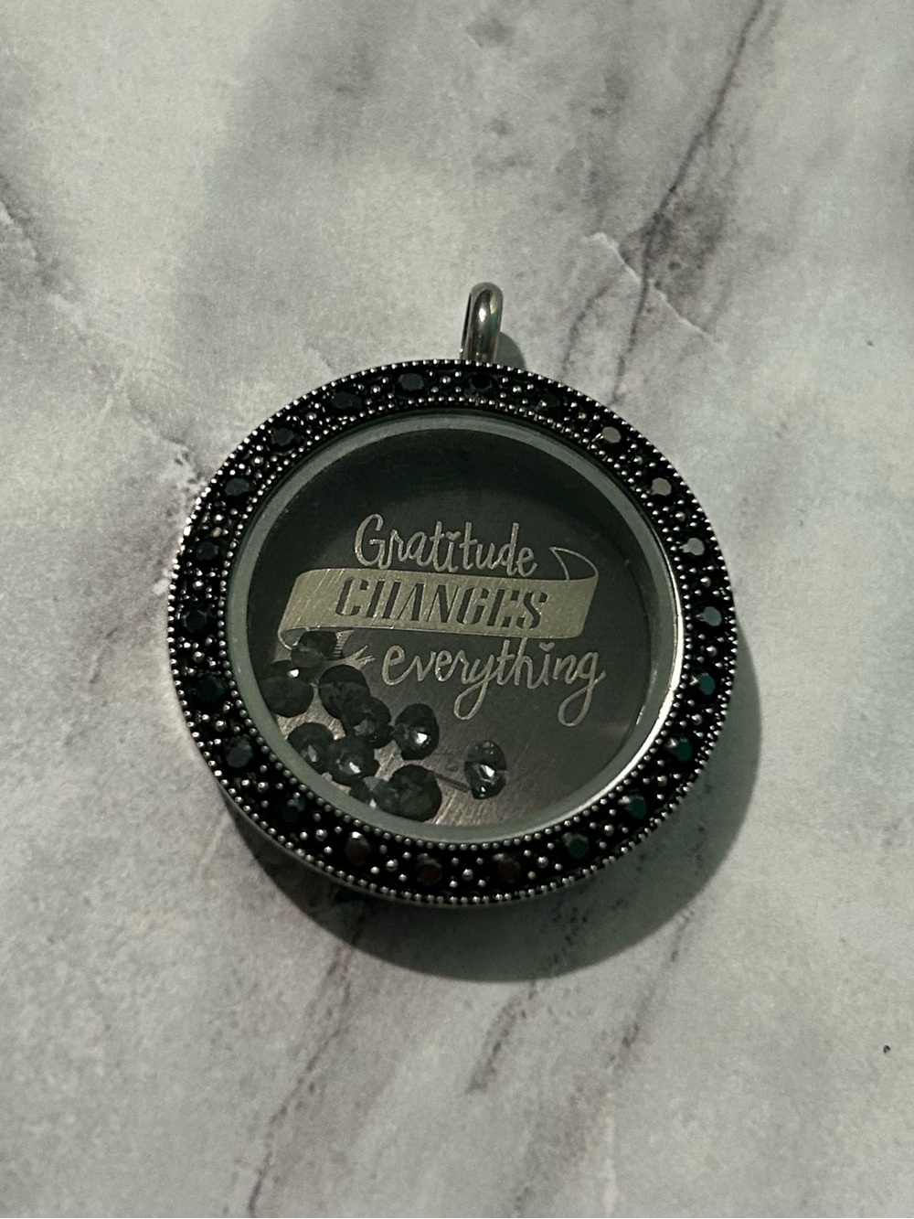 Origami Owl Silver Large locket w/ Marcasite